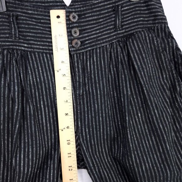 Sundance Amelia Linen Blend Pinstripe Black Trouser Pants Size 8 Pleated - Picture 10 of 16